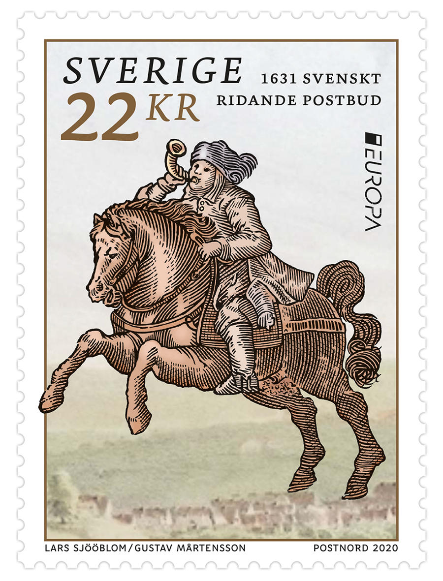 Frimärksutgåva Europa 2020 – Gamla postvägar, april 2020.