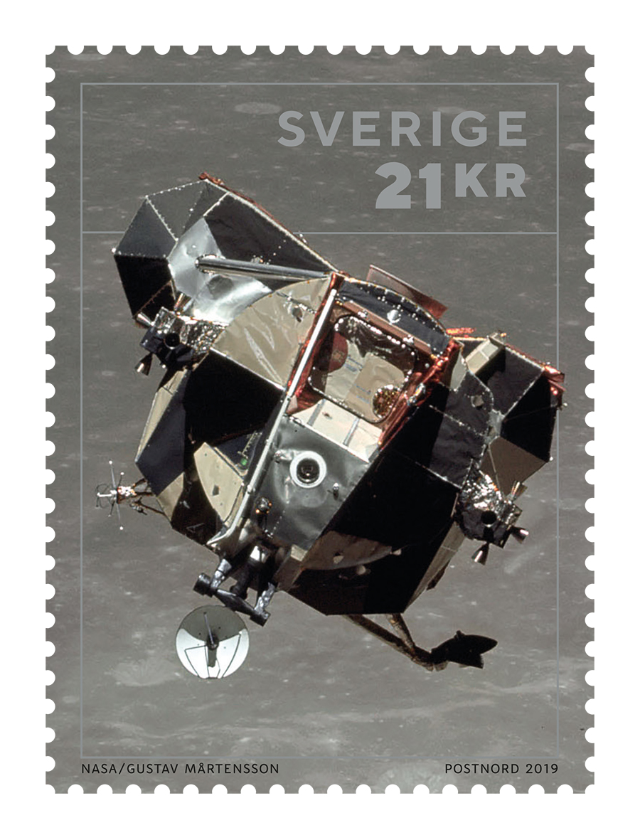 Frimärksutgåva Månlandningen 50 år, 9 maj 2019.